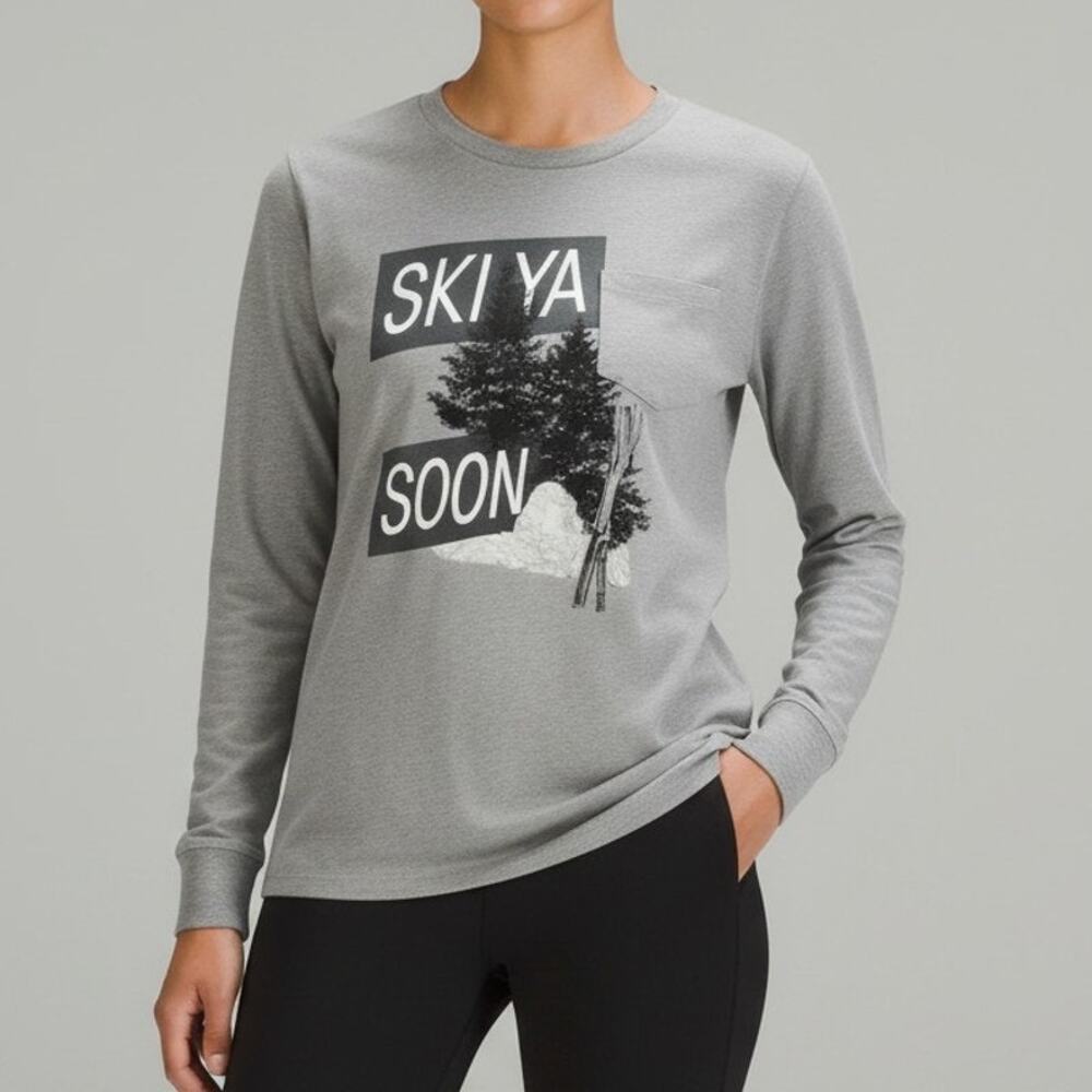 Offline by Aerie Women's Grey Ski Ya Soon Long Sleeve Distressed Tee Size M NWT